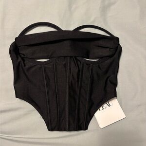 Black Strapless Corset Crop Top